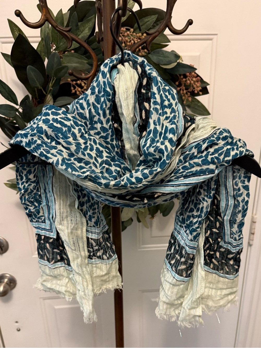 Beautiful Block Print Leopard Print Animal Print Mixed Print Linen Scarf